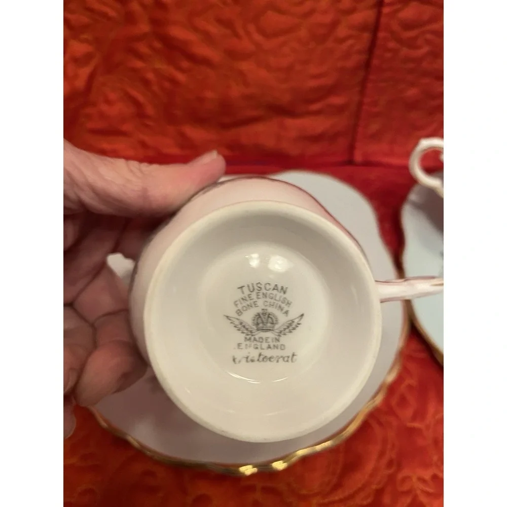 Tuscan Fine‎ English Bone China Tea Cup Lunch/Snack Plate Set  8-Pc Aristocrat